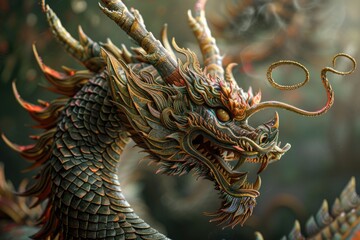 Aufkleber - Detailed shot of a dragon statue, perfect for fantasy themes