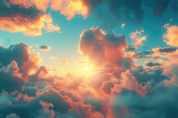 Poster - Sun shining through clouds, perfect for weather-related designs