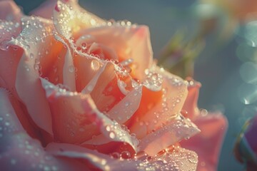 Poster - A beautiful pink rose with water droplets, perfect for romantic themes or nature concepts