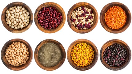 Aufkleber - Different types of beans displayed in wooden bowls. Great for food and nutrition concepts