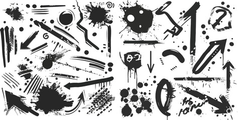Aufkleber - Graffiti spray lines, grunge dots, arrows and frames