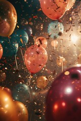 Poster - Colorful balloons floating in the air, perfect for celebrations and events