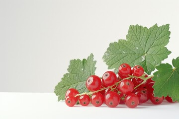 Poster - Fresh red currant berries displayed on a table, perfect for food and nutrition concepts