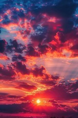 Poster - Beautiful sunset over the ocean, ideal for travel and nature concepts