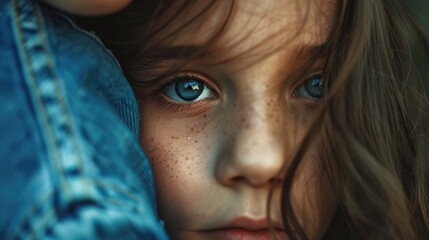 Wall Mural - A close-up image of a child with striking blue eyes. Suitable for various projects