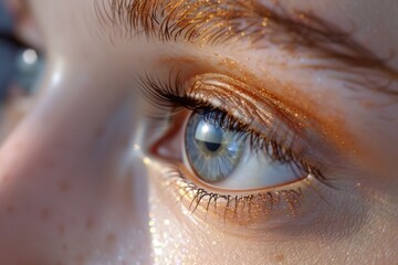 Poster - A close up of a person's eye with glitter, perfect for beauty and makeup concepts