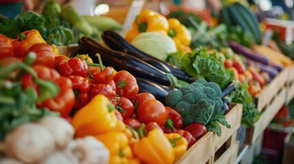 Poster - Fresh variety of vegetables for sale, perfect for food and nutrition concepts