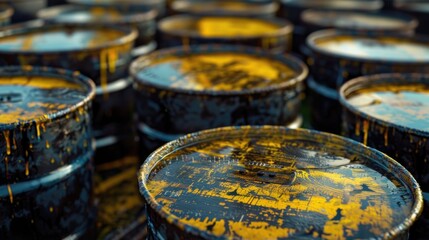 Aufkleber - Barrels with yellow paint, suitable for industrial or construction themes