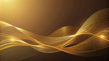 Wall Mural - Metallic Wave: Abstract Background Design with Shiny Curve Texture and Gold Art