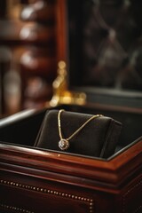 Poster - A necklace displayed in a jewelry box, perfect for fashion or luxury concepts