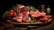 Known for its rich, salty flavor, this Italian meat is typically aged for several months before being enjoyed in a variety of dishes ,super realistic,soft shadown