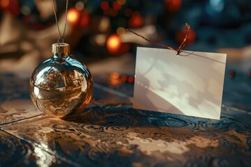 Poster - A festive Christmas ornament with a note attached, perfect for holiday greetings
