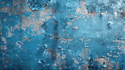 Aufkleber - A textured blue wall with peeling paint. Ideal for backgrounds or textures