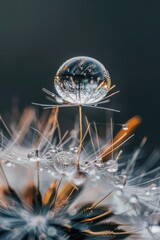 Aufkleber - Water drop on top of a dandelion, perfect for nature concepts