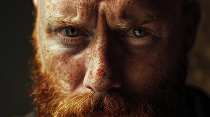 Aufkleber - A detailed close-up shot of a man with a beard. Suitable for various projects
