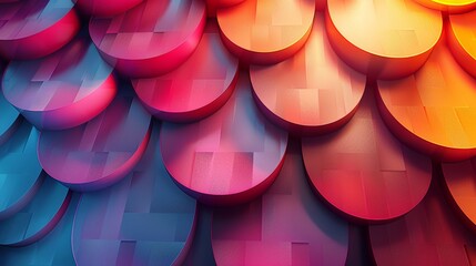 Poster - A background composed of overlapping geometric shapes in vibrant gradients, reminiscent of classic video game graphics.