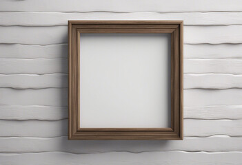 Old wooden frame mockup close up on white wall 3d render