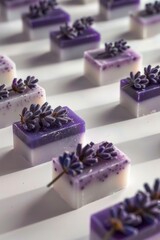 Poster - Lavender soap bars with delicate lavender flowers, ideal for spa and relaxation concepts