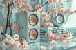Soft pastel vintage speakers, surrounded by retro audio tapes and soft floral decor  ,close-up,ultra HD,digital photography