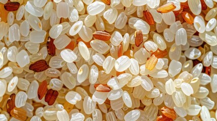Poster - Close up view of a pile of rice, suitable for food and agriculture concepts
