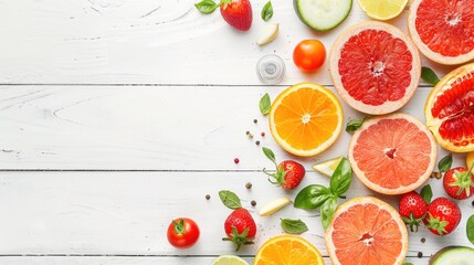 Poster - Fresh assortment of fruits and vegetables, perfect for healthy eating concepts