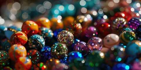 Poster - A close-up of a bunch of beads. Ideal for crafts and jewelry projects