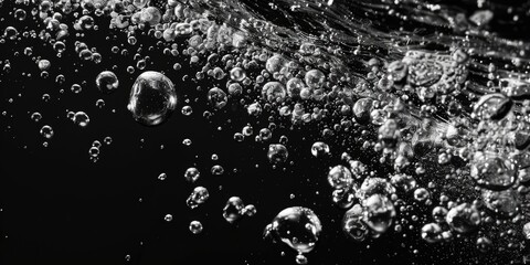 Aufkleber - A black and white photo of bubbles in water. Perfect for scientific or abstract projects.