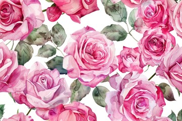 Poster - Beautiful pink roses on a clean white background, perfect for various design projects