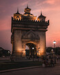The victory monument in Vientiane, Laos at sunset