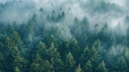 Poster - A misty view of a forest, perfect for nature concepts.
