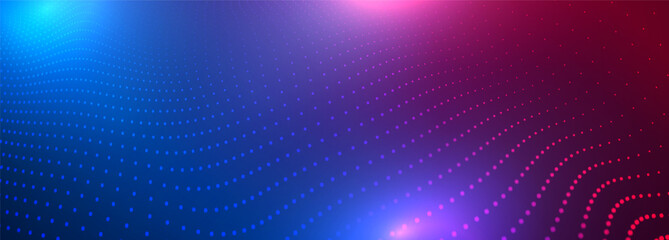 Fototapete - Futuristic technology glowing particle wave. 3d wave point fractal grid science futuristic audio visualization, dynamic wave of particles. Digital techno music sound wave. Sound grid. Hi-tech Vector.