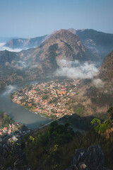 Wall Mural - A view of Nong Khiaw, Loas from the top of a mountain