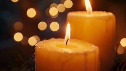 Aufkleber - Two candles burning side by side. Suitable for romantic or spiritual themes.
