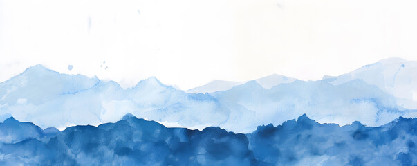 Wall Mural - Blue misty mountains watercolor landscape background