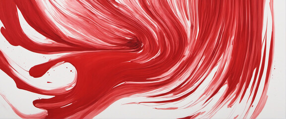 Wall Mural - Red stroke of gouache paint brush wall paper