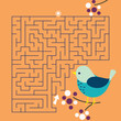 Maze game Labyrinth bird vector illustration. Colorful puzzle for kids