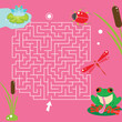 Maze game Labyrinth Pond vector illustration. Colorful puzzle for kids