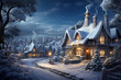 Beautiful festive Christmas scene including snow with Christmas lights.