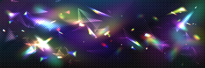 Wall Mural - diamond light and rainbow prism flare glass effect. crystal shine and glow with abstract iridescent 