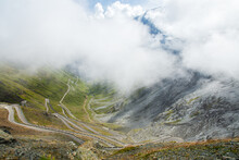 Serpentine mountain road in Italian Alps, Stelvio pass