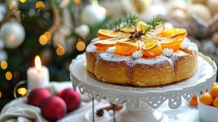 Canvas Print - Delightful orange cake with candied orange peel ideal for Christmas and New Year gatherings