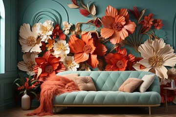 Poster - Transform your design with vibrant floral patterns and botanical textures. Add a fresh touch to your projects with nature-inspired elements. Perfect for a lively and dynamic aesthetic, Generative AI.