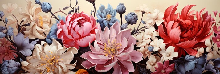Poster - Transform your design with vibrant floral patterns and botanical textures. Add a fresh touch to your projects with nature-inspired elements. Perfect for a lively and dynamic aesthetic, Generative AI.