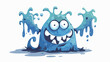 Funny cartoon illustration with blue creepy monster