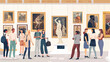 © RedFish - Museum visitors people in art exhibition gallery museu