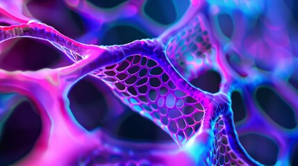 Poster - A background composed of interconnected lines and curves resembling plant growth or cellular structures, with vibrant color gradients.