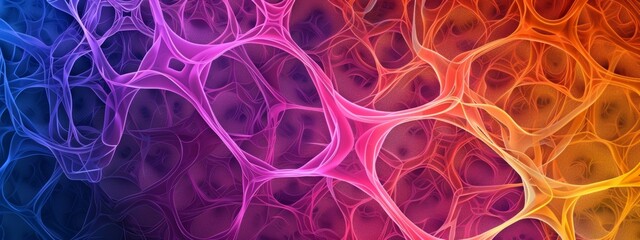 Poster - A background composed of interconnected lines and curves resembling plant growth or cellular structures, with vibrant color gradients.