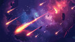 Realistic color vector meteor galaxy asteroid comet in