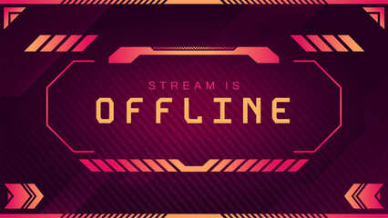 Poster - stream is offline screen ui. warning banner and message, live stream is offline, video game is not a