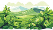 Green tea growing in a natural setting flat vector is